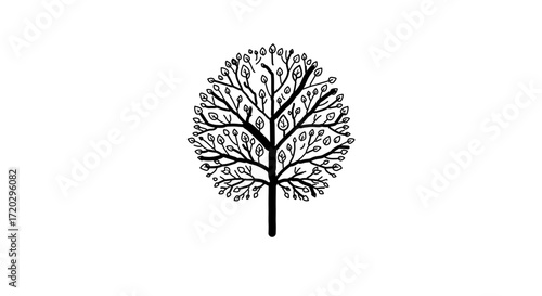 Illustration of a tree with leaves, , simple and elegant design for various applications
