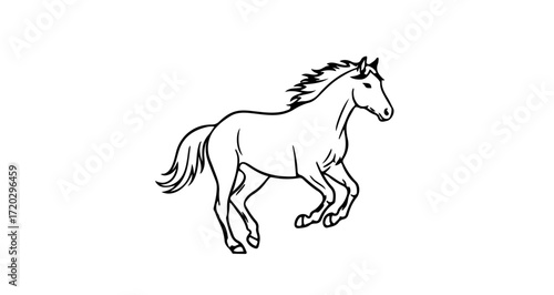Illustration of a horse, a domesticated animal often used for riding and transportation