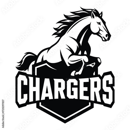 Vector art of a chargers horse logo is isolated on white background
