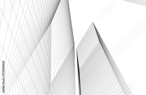 Abstract buildings architectural drawing 3d