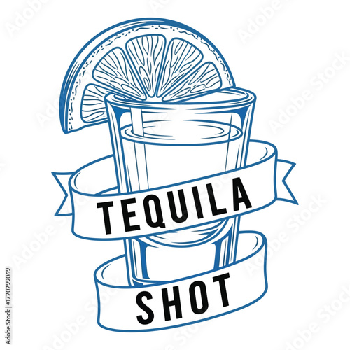 Vector art of a tequila shot with lime illustration isolated on white background