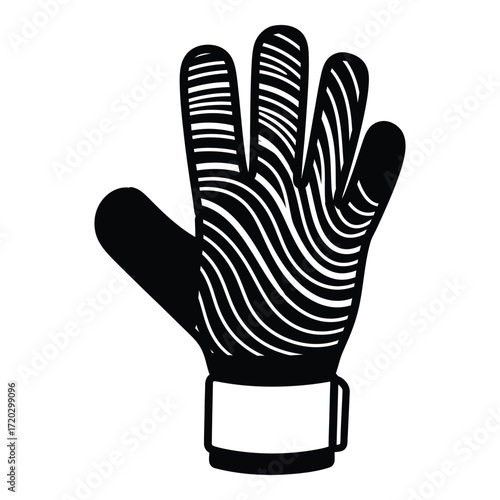 Vector art of a goalkeeper glove with striped pattern isolated on white background