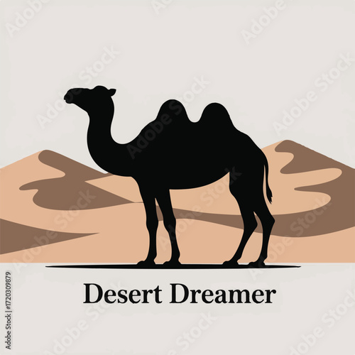 Minimalist Camel and Desert Log