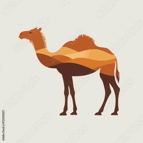 Desert Landscape Inside a Camel Silhouette