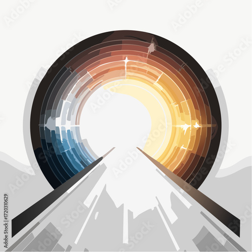 Colorful light portal abstract background - vector astral
