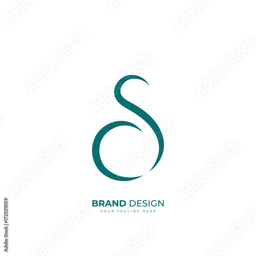 letter cs or sc minimal abstract calligraphy logo