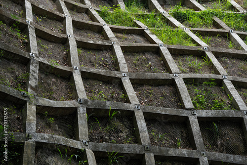 Landslide protection with reinforced concrete walls