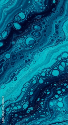 A mesmerizing abstract design showcases a captivating interplay of teal and navy blue colors, creating a fluid, dynamic, and ethereal visual effect.