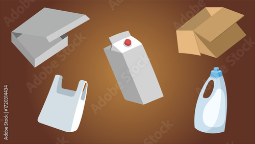 Set of Recyclable Packaging Containers vector