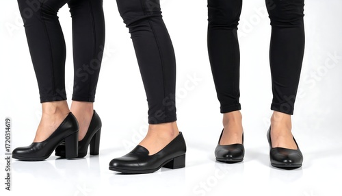Black heeled shoes on female legs
