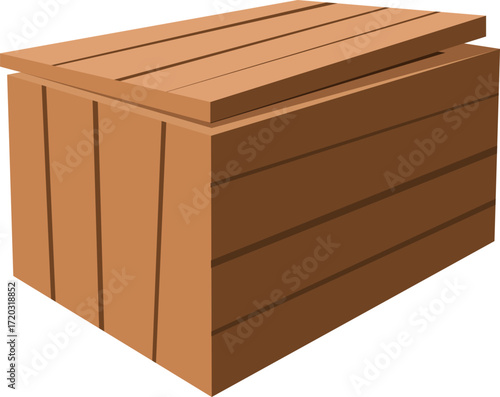 Wood container. Cartoon warehouse with wooden boxes crates pallets containers for delivery goods, market shipment distribution packaging.