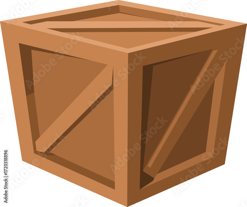 Wood container. Cartoon warehouse with wooden boxes crates pallets containers for delivery goods, market shipment distribution packaging.
