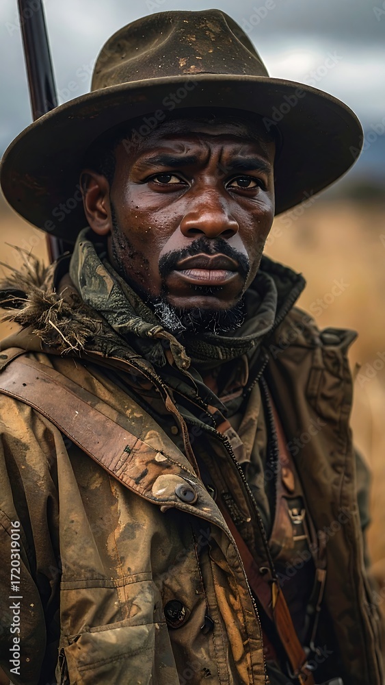Obraz premium Serious man in safari attire