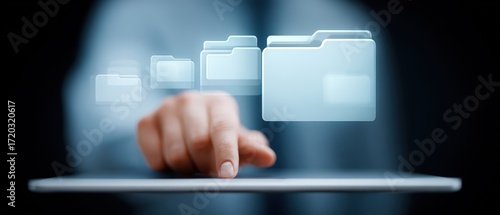 Digital Interface for File Management with Iconic Folders Appearing in a Virtual Environment
