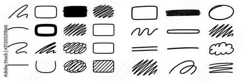 Various hand-drawn shapes and lines suitable for design and artistic projects