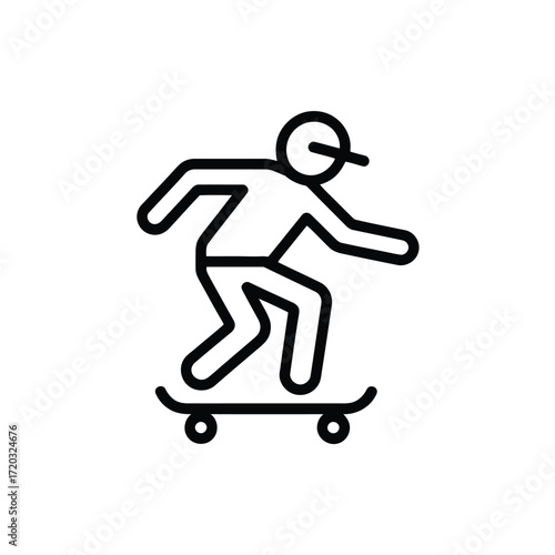 Minimalist icon of skateboarder in motion a vector illustration of skateboarding activity