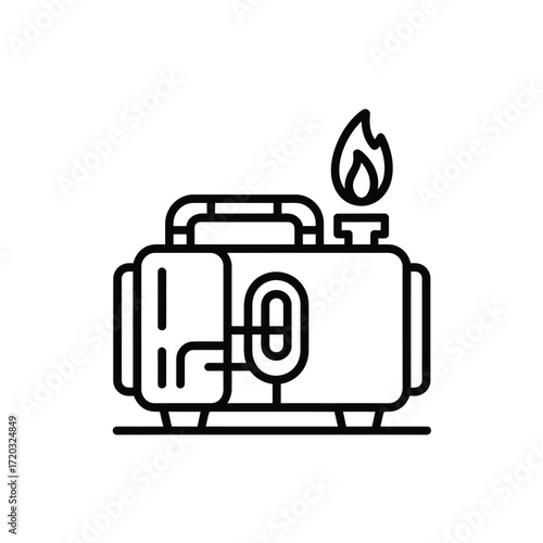 Industrial Burner Icon Energy Solution and Gas Furnace Heating System Technology Illustration