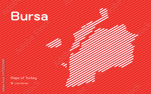 Abstract Line Pattern Map of Bursa, Turkey
