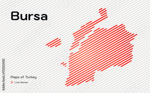 Abstract Line Pattern Map of Bursa, Turkey