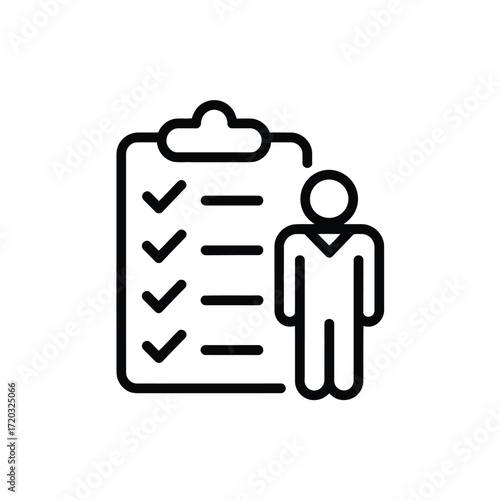 Human resources checklist icon in linear style with a minimalistic design approach