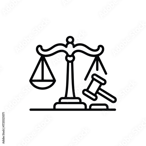Scales of Justice and Gavel Conceptual Representation of Legal Fairness and System