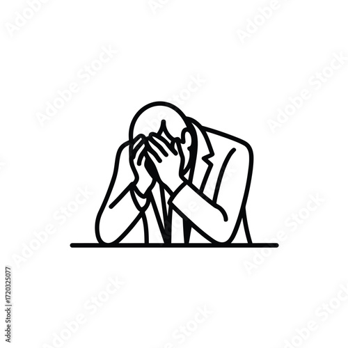 Frustrated businessman holding his head feeling stressed due to financial crisis