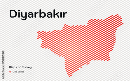 Diyarbakir province map with red diagonal line pattern vector
