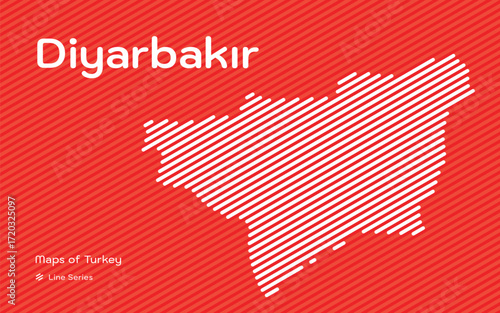 Diyarbakir province map with red diagonal line pattern vector