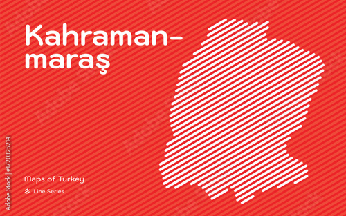 Kahramanmaras province map with red diagonal line pattern vector