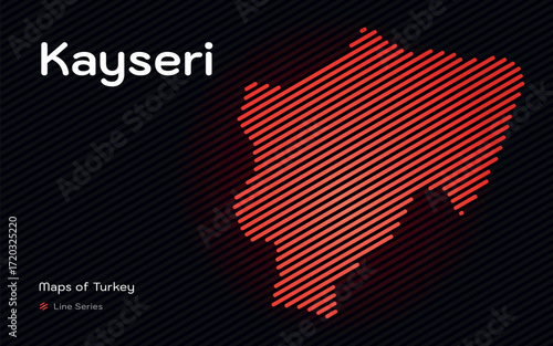 Kayseri province map with red diagonal line pattern vector