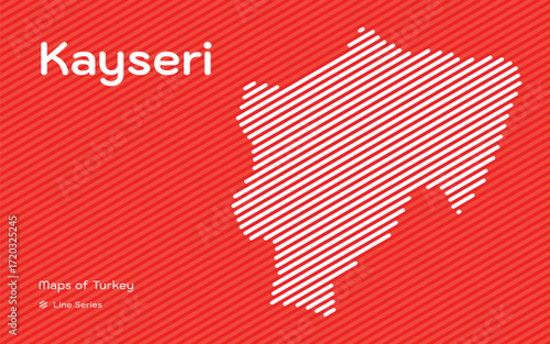 Kayseri province map with red diagonal line pattern vector