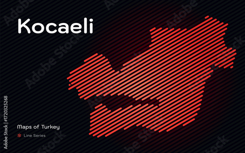 Kocaeli province map with red diagonal line pattern vector