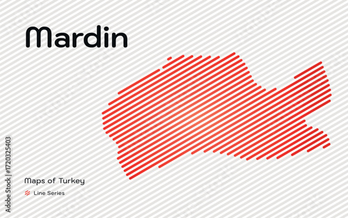 Mardin province map with red diagonal line pattern vector