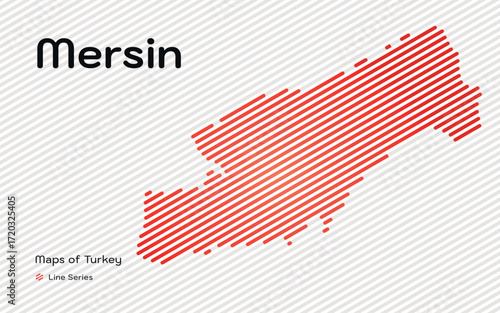 Mersin province map with red diagonal line pattern vector