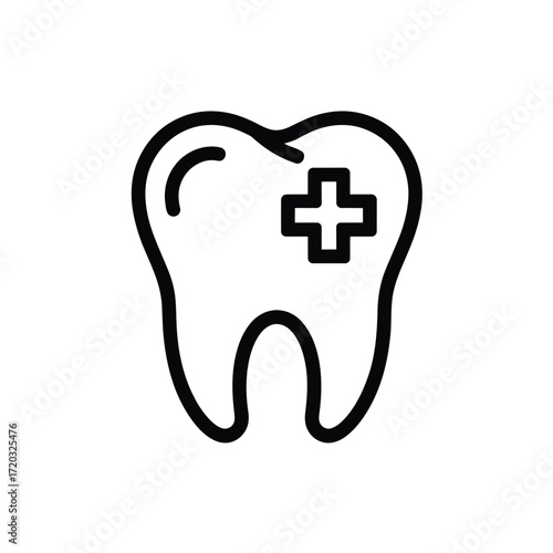 Tooth with cross sign illustration for dental care and medical concept depiction