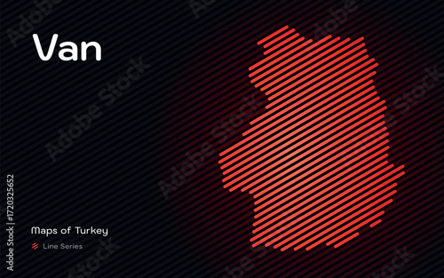Van province map with red diagonal line pattern vector