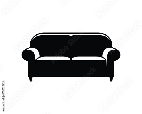 Simple Black and White Sofa Illustration Minimalist Home Decor Icon