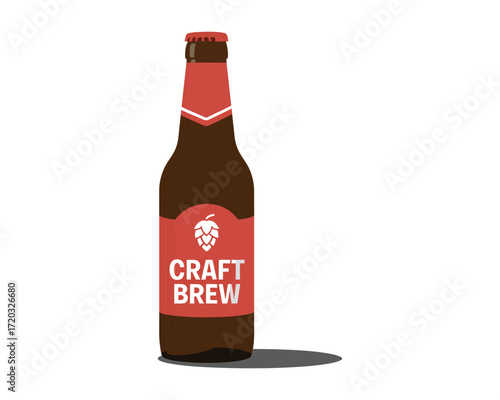 Craft Brew Bottle Illustration A Stylish, Modern Design with a Pop of Color