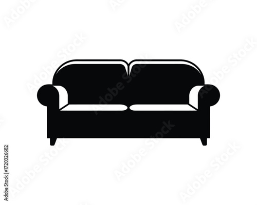 Sofa Illustration Cozy Black and White Minimalist Design for Interior Decor