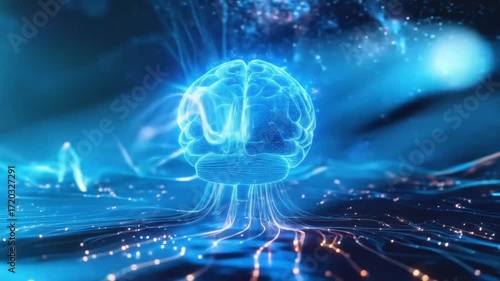 Digital Brain Connection: Visualizing Neural Networks and Artificial Intelligence Future Technology