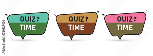 Quiz Time Speech Bubble Labels, Fun Trivia and Educational Design