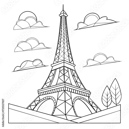 Illustration of the eiffel tower, a wroughtiron lattice tower on the champ de mars in paris, france, symbolizing french culture, romance, and architectural innovation