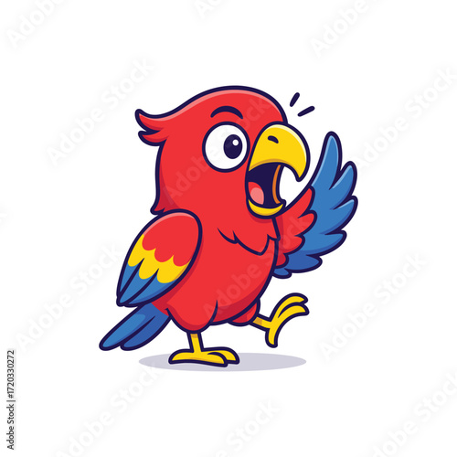Cute cartoon parrot mascot vector | Colorful tropical bird character