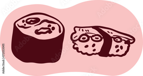 Cute sushi character Japanese cuisine	
