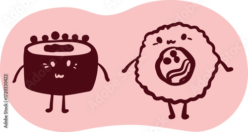 Cute sushi character Japanese cuisine	
