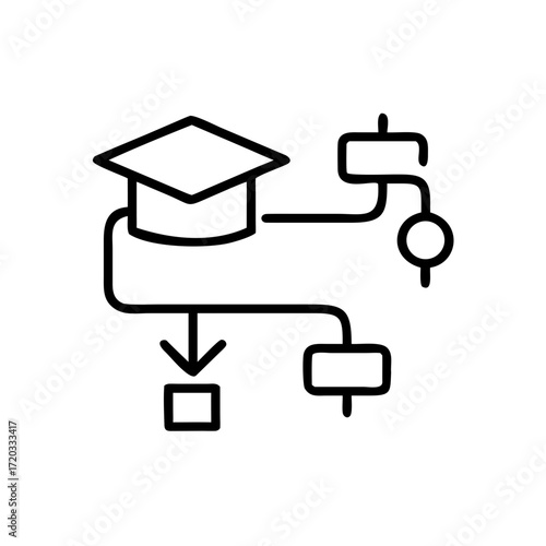 Educational flowchart with graduation cap symbolizing AI in education  