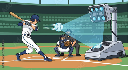 Baseball Player Hitting Ball with Bat at Game