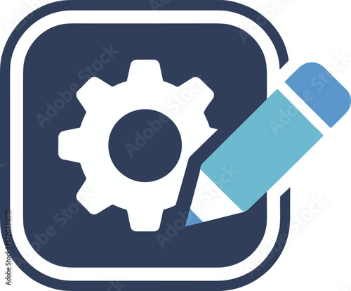 Modern Gear Icon Editable Settings,  Clean Design, Blue Tones