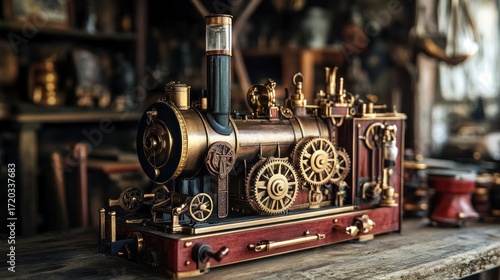 Intricate Antique Model Steam Locomotive: A Masterpiece of Craftsmanship