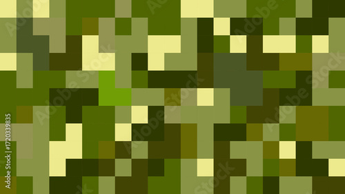 Pixel camouflage background in green tones, military pattern for backgrounds